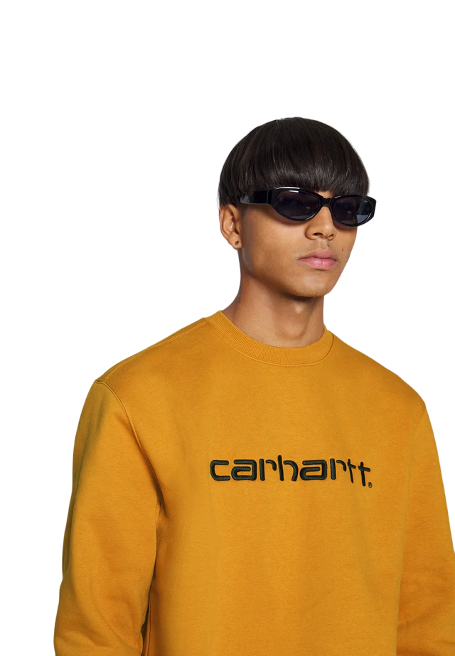 Carhartt felpa girocollo da uomo 1030229 10E ochre-dark navy