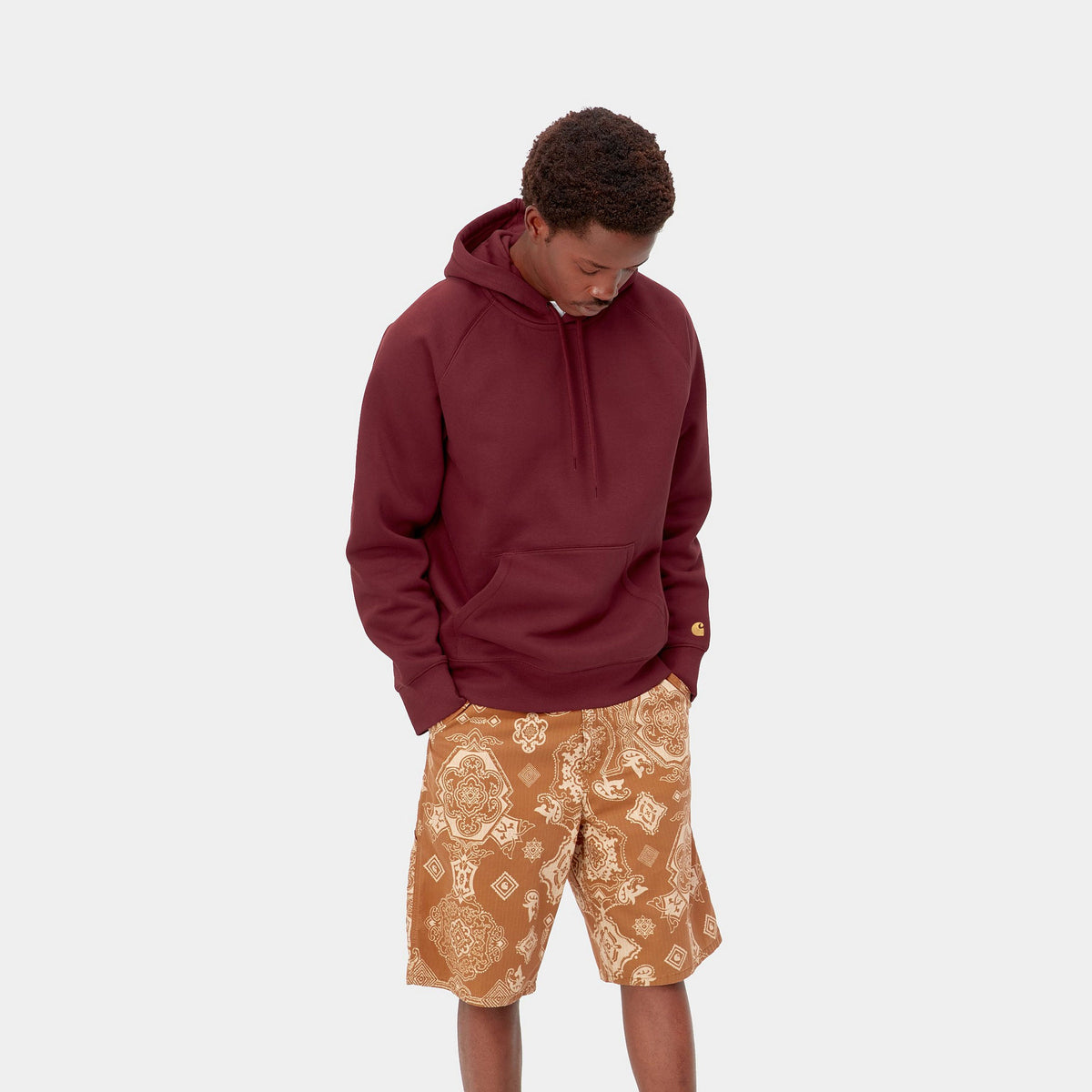 Carhartt Felpa con cappuccio da uomo 1026384 427 mattone-oro